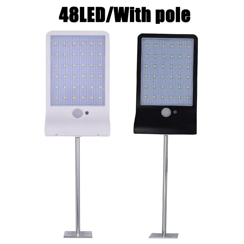 48led with pole 450lm 36 solar power led street light pir motion sensor лампы сад безопасность лампы открытый уличный водонепроницаемый настенные светильники - Испускаемый цвет: 48led with pole