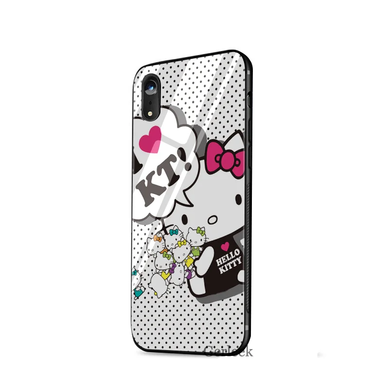 Чехол для телефона из закаленного стекла, Модный чехол hello kitty чехол для iPhone 5 5S SE 6 6s 7 8 Plus X XS XR Max - Цвет: G4