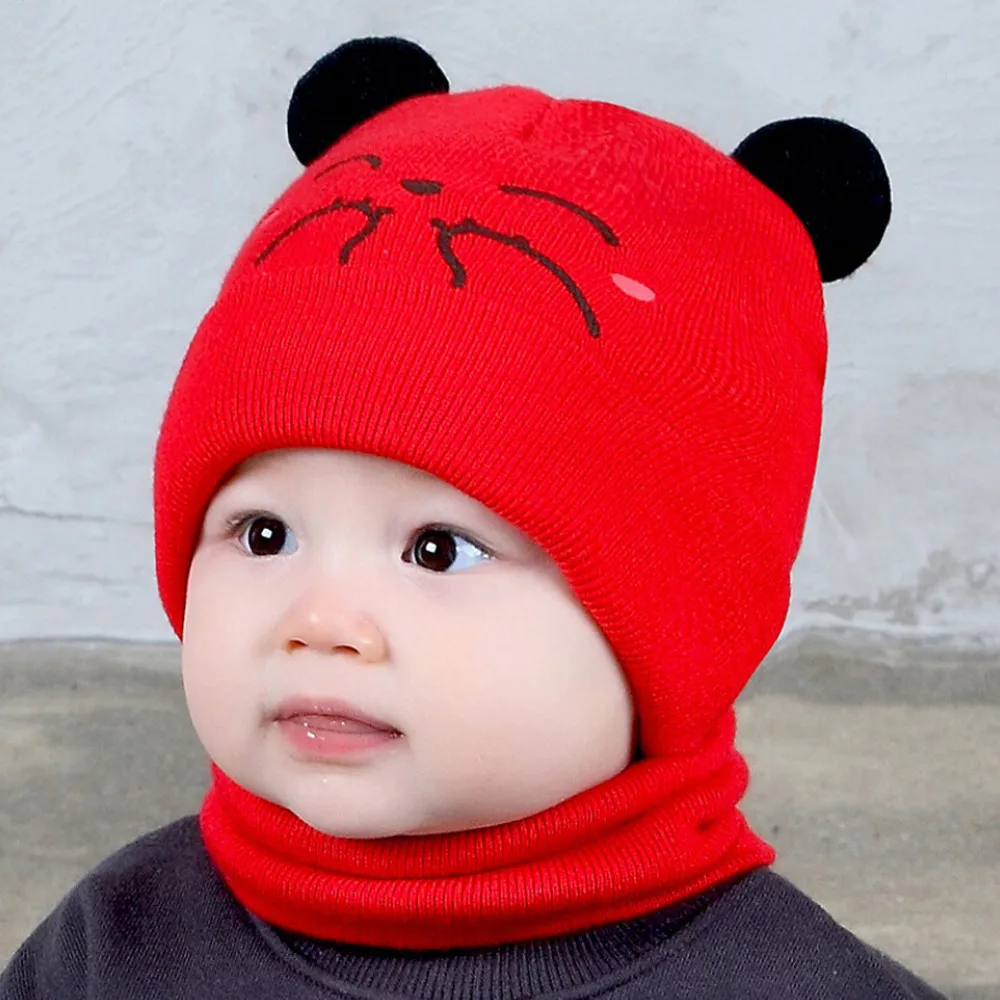 Baby Hat Cap 2Pcs Toddler Girls Boys Winter Warm Knitted Cap+Scarf Keep Set Kids Casquette Enfant | Детская одежда и обувь