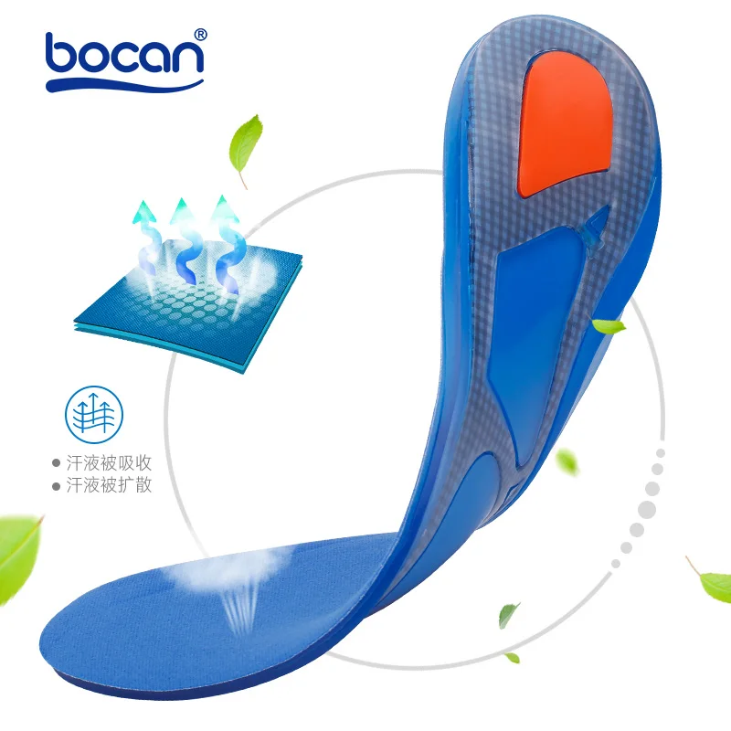 Bocan Silicon Gel Insoles Foot Care for Plantar Fasciitis Heel Spur Shoe Insoles Shock Absorption Pads arch orthopedic insoles