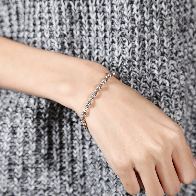 Men Bracelet 100% 925 sterling silver Vintage Skull friendship Bangle Christmas gift fashion jewelry Men's 2019 | Украшения и