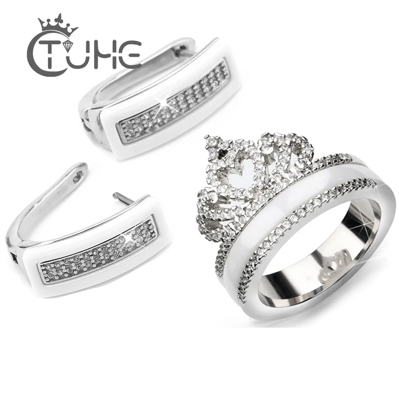 Комплект из кольца и серёг с австрийским кристаллом|Ювелирные наборы| |