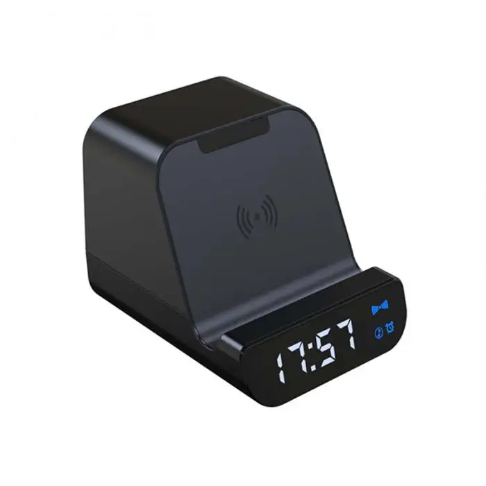 Высокое качество многофункциональный внешний аккумулятор Bluetooth громкоговоритель будильник Беспроводное зарядное устройство