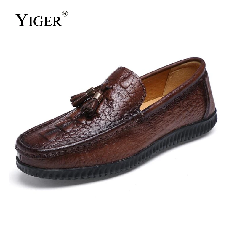 YIGER New Man Boat shoes Breathable Slip-on Men Loafers Genuine Leather Driving Fashion Lazy Free shipping 0136 | Обувь