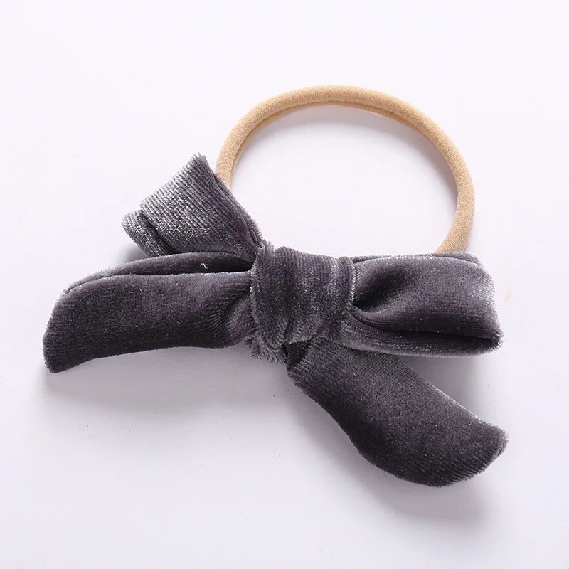 Серый 1 шт., корейские волосы для куклы, аксессуары, бархатный бант, детский головной убор принцессы, эластичные ленты для волос, повязка на голову для малышей - Цвет: Серый