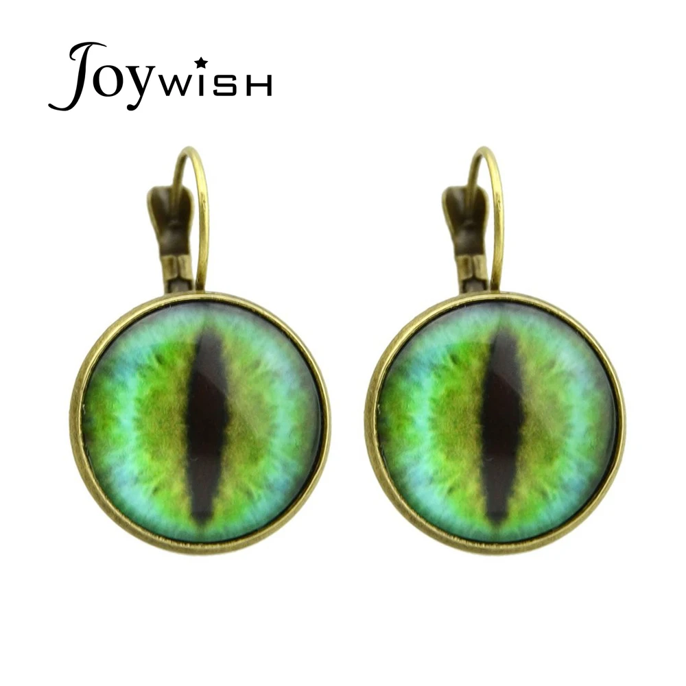 Joywish панк Серьги для Для женщин бронза серебро Цвет черный зеленый глаз круглый