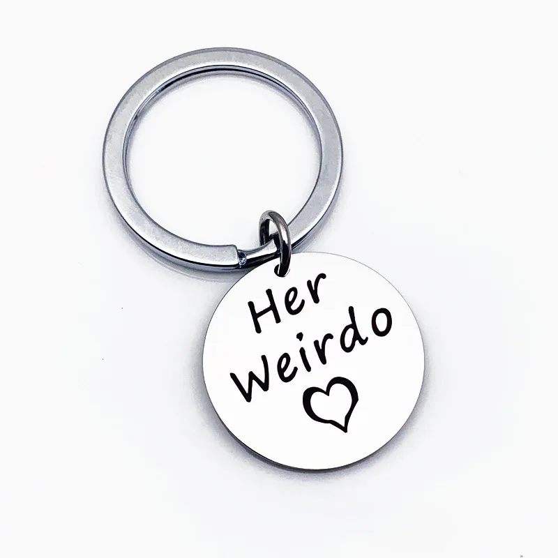 Модное кольцо для ключей из нержавеющей стали новинка его Crazy / Her Weirdo брелок пары