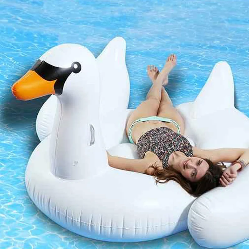 

190cm 60Inch Giant Inflatable Swan Pool Floating White Ride-on Air Mattress Swimming Board Island Beach Water Fun Toys Matelas