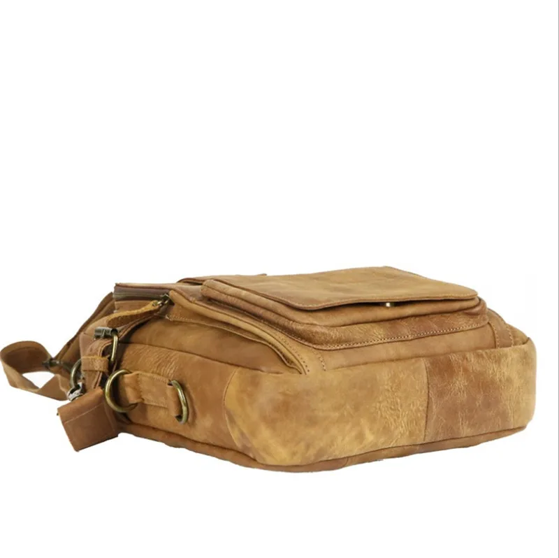 ALAVCHNV original design new leather men's retro single shoulder diagonal cross-layer layer matte handbag 6831 |