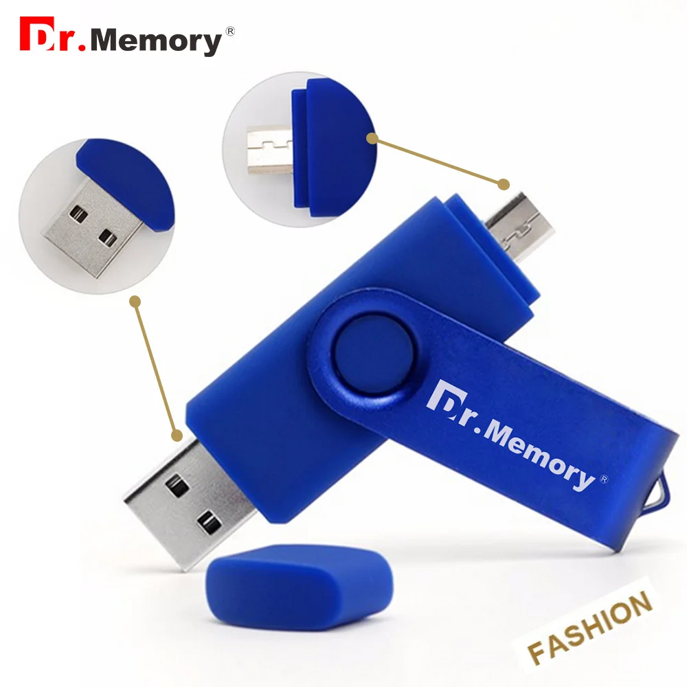 Красочные металлические OTG USB флеш накопитель 64Гб 2in1 Android 32 ГБ для мобильный