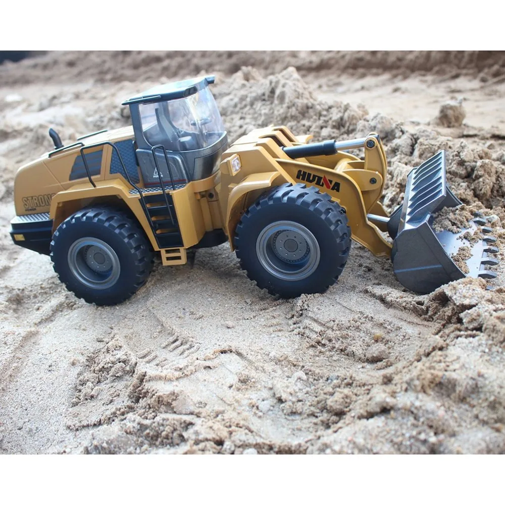 HUINA TOYS 1583 1/14 10CH Сплав RC бульдозер грузовик с фронтальным погрузчиком грузовик Инженерная строительная машина игрушка RTR