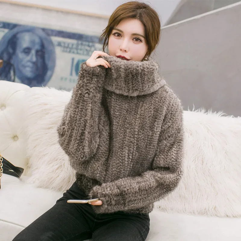 2017 зимнее натуральное вязаное Норковое меховое пальто женское короткое