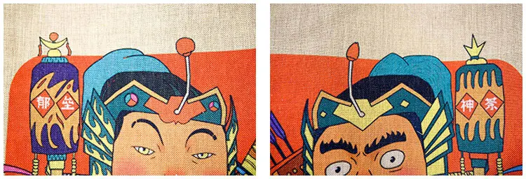 

Creative Cotton Linen Door Curtains Cartoon Chinese Door God Prints Bedroom/Kitchen/Bathroom Partition/Dividers Home Decor