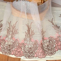 hot sale clothing accessories elegant white gauze embroidery lace 19 cm wide h1902