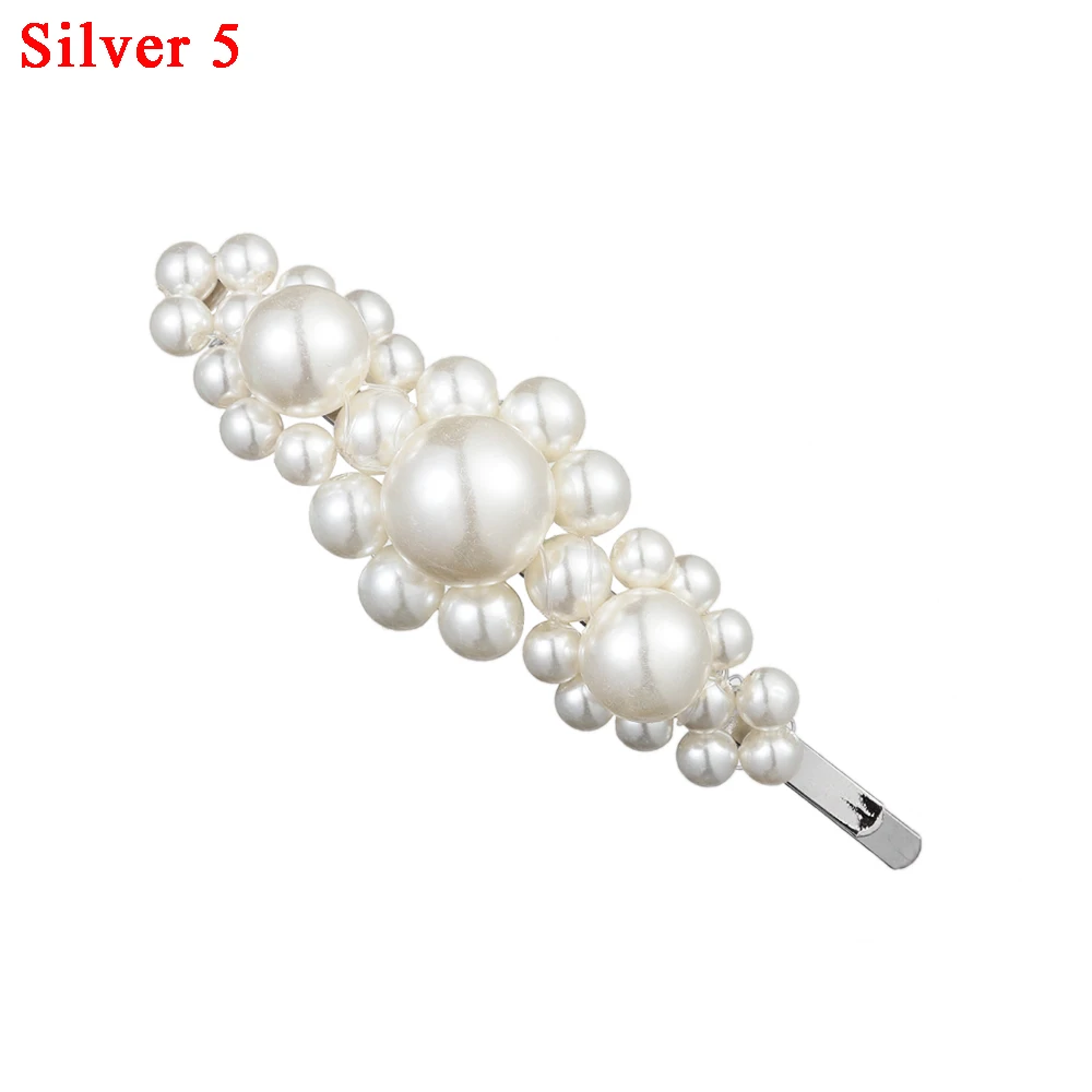 Silver 5 1 шт., новинка, элегантная лента для волос с искусственным жемчугом, заколки для волос, свадебные Роскошные модные украшения для женщин, подарки, аксессуары для волос - Окраска металла: Silver 5