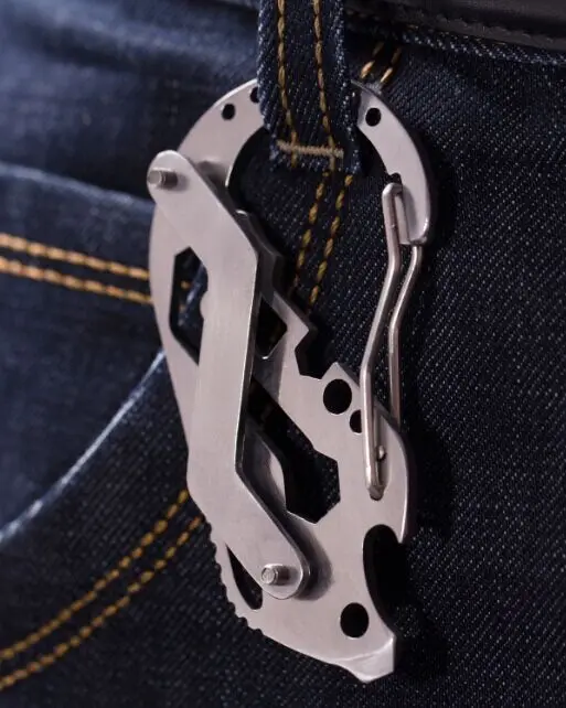 with bottle opener Органайзер, держатель, многофункциональный набор инструментов, многофункциональный походный зажим, карманный, для путешествий, стальной карабин, для повседневного использования, ключ из нержавеющей стали, гаджет - Цвет: with bottle opener