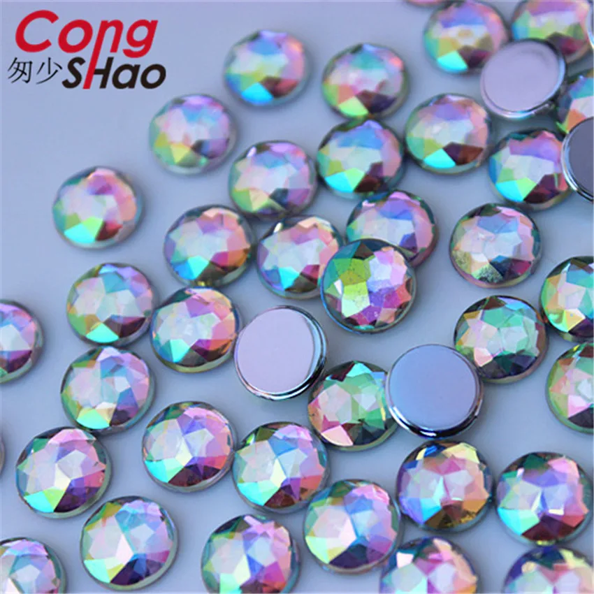 Cong Shao 100pcs 8mm Colorful Round Stones And Crystal Flatback Acrylic Rhinestone Trim Scrapbook DIY Wedding Dress Button ZZ750 | Дом и сад