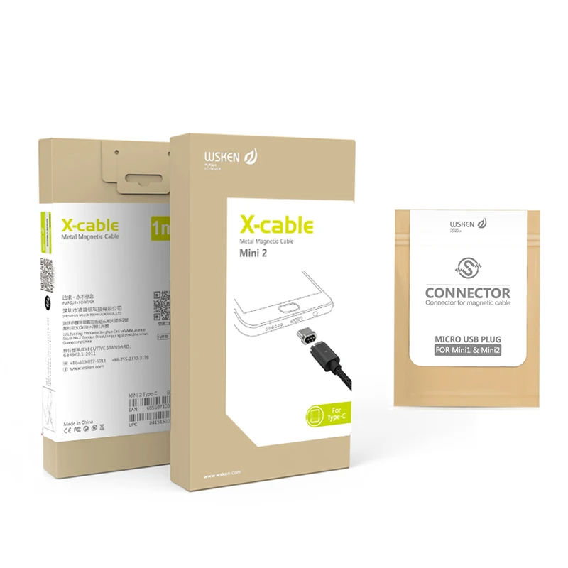 WSKEN Mini2 USB Магнитный зарядный кабель Быстрая зарядка Micro usb type C кабель для samsung Galaxy S9 S8 Note8 S7 S6 huawei Xiaomi 1 м