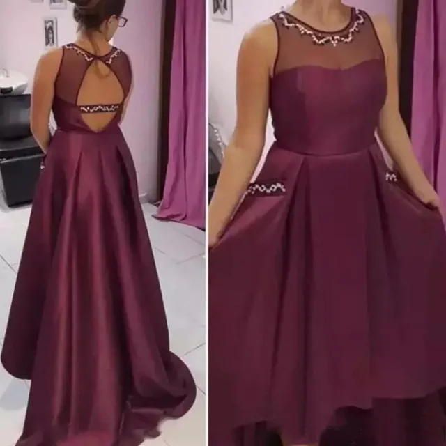 

Simple Illusion O Neck Prom Dress 2019 with Pockets Beading Sleeveless Short Front Long Back High Low Girl Graduation Dresses