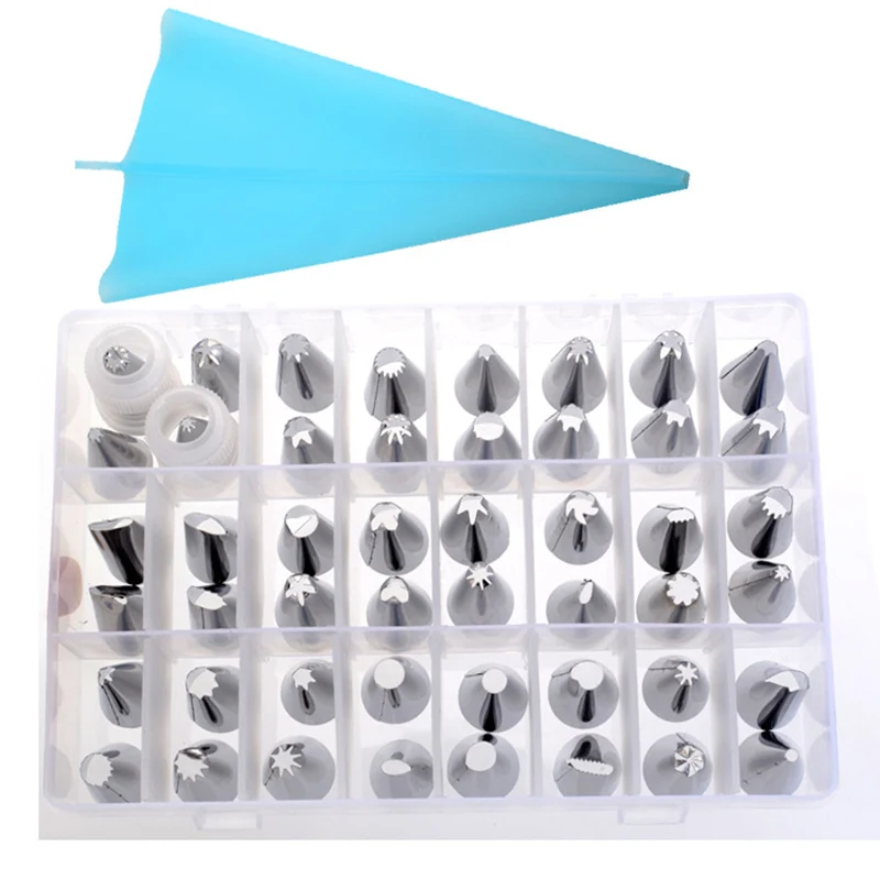 

51pcs/set Stainless Steel Cake Flowers Decoration Ice Piping Nozzles With Converter And Pastry Bag DIY Cake Decorating Tools