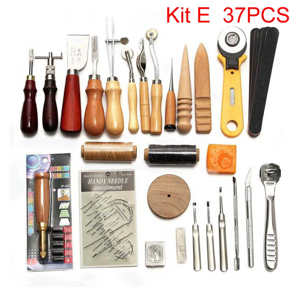 Sanbest профессиональный набор инструментов для рукоделия, ручного шитья, вышивания, вырезания, работы, седло, набор аксессуаров, DIY AT00004 - Цвет: Kit E 37pcs