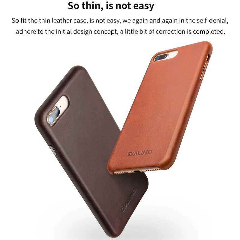Деловой чехол QIALINO из натуральной кожи для iPhone 8 Plus Ультратонкий телефона ручной