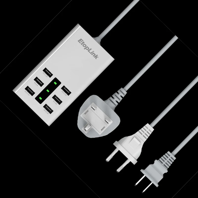EtopLink 6 портов USB мобильный телефон зарядное устройство разъем универсальный