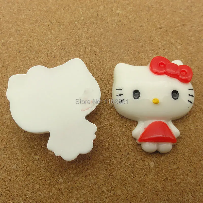 1 шт./лот плоской задней смола красный с большой головой кота 31 мм кабошонов