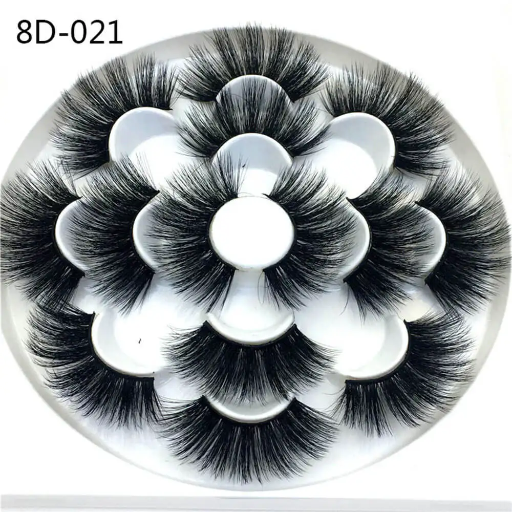 25mm 8D-021 5/7 пар драматические 25 мм длинные норковые ресницы 8D норковые накладные ресницы пушистые ресницы для наращивания Висячие ресницы инструменты для макияжа - Цвет: 25mm 8D-021