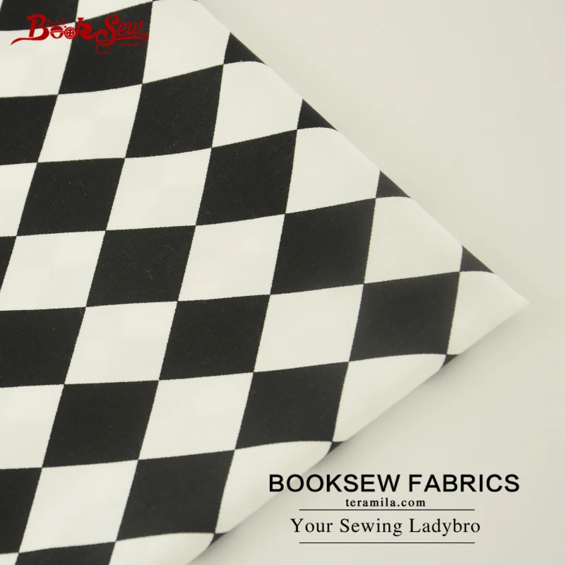 Booksew 100% Cotton Twill Fabric Black Rhombus Geometry Pattern Home Textile Quilting Tissue For Bedding Baby Craft Patchwork|cotton twill