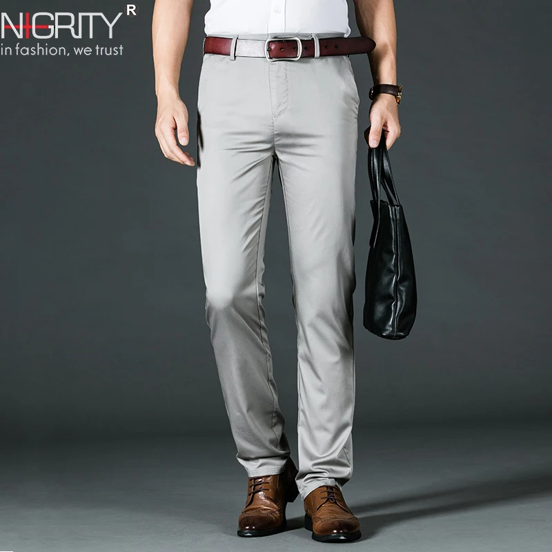 NIGRITY 2019 Новый 4 цвета прямые повседневные штаны Мужская новый бизнес Tencel Тонкий