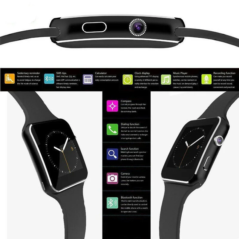 Новое Поступление Смарт наручные часы камера сенсорный экран Bluetooth спортивные