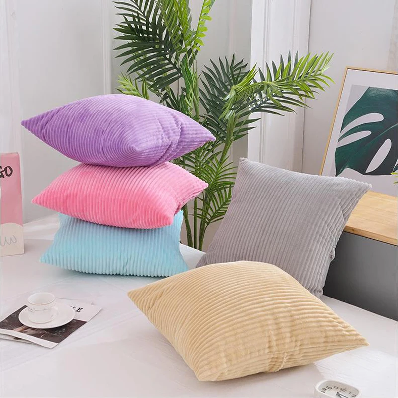 Квадратная Вельветовая однотонная Мягкая Наволочка для подушки 45 см современное