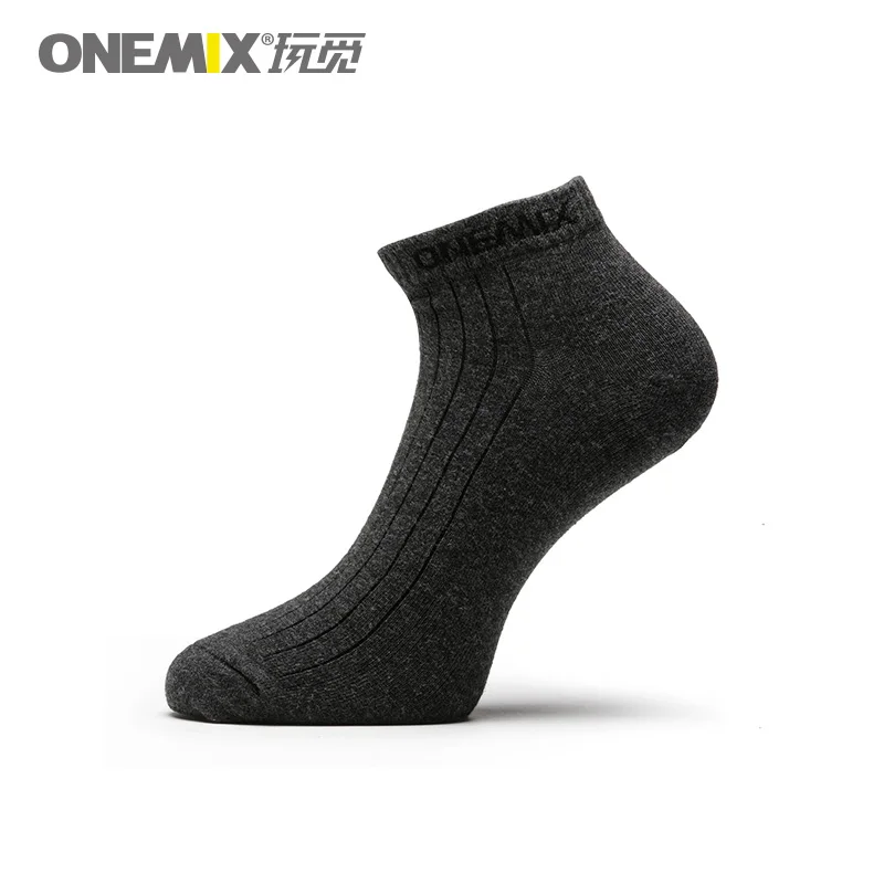 grey ONEMIX всесезонные Мужские дышащие хлопковые носки для бега баскетбольные быстросохнущие носки уличные 1 пара спортивные гоночный велосипедный носки - Цвет: grey