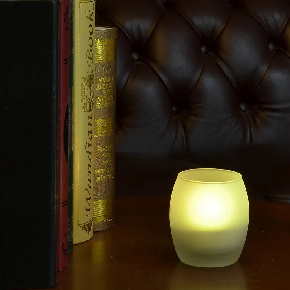 Remote Control LED Tealight Candle Frosted Glass Holder Color Changing Battery Operated for Christmas | Дом и сад
