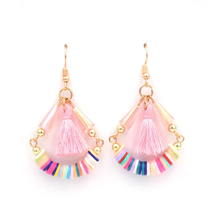pink WELLMORE серьги с кисточками имеют черный/серый/фиолетовый 3 цвета модные серьги с кисточками и кристаллами для женщин - Окраска металла: pink