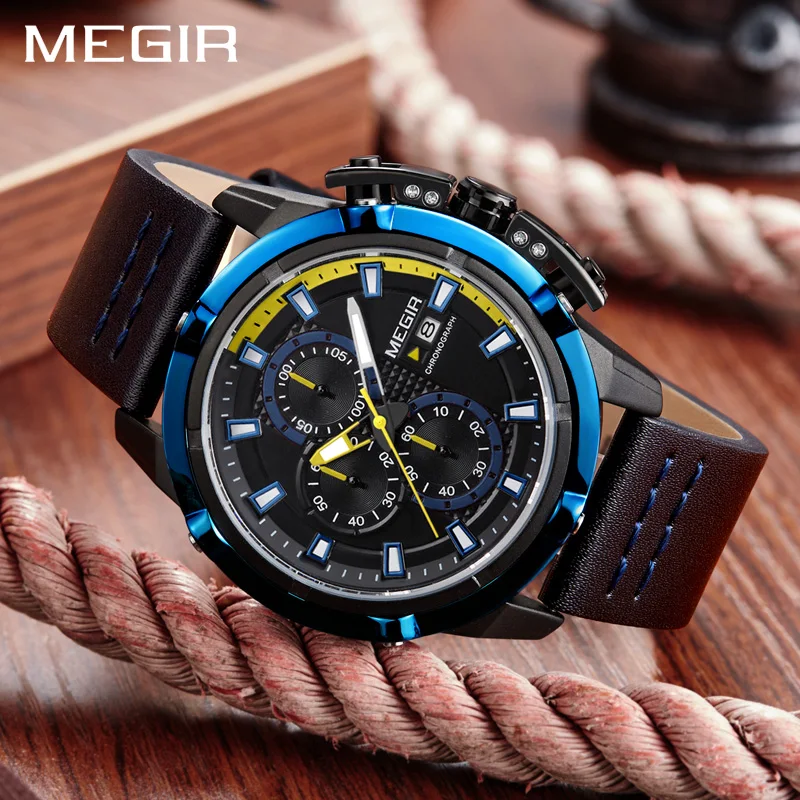 MEGIR, мужские Кварцевые спортивные часы, Relogio Masculino, хронограф, военные армейские часы, часы для мужчин, лучший бренд, роскошные креативные часы для мужчин