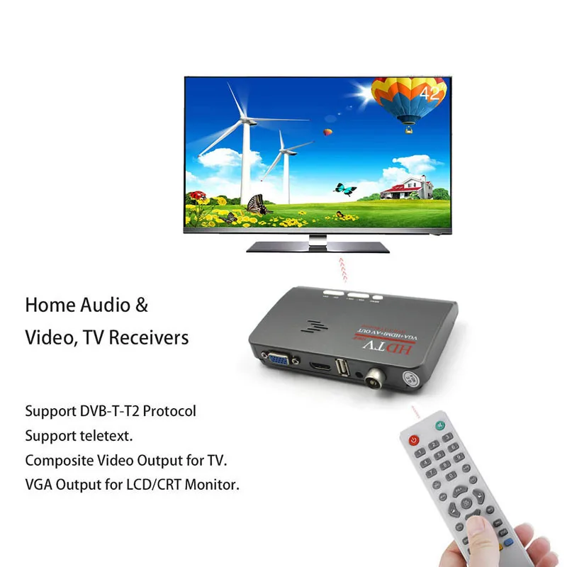 Цифровая ТВ приставка 1080P HDMI DVB T с дистанционным управлением VGA AV CVBS тюнер