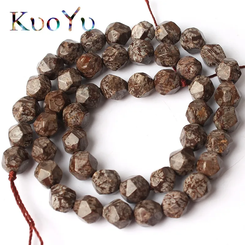 Круглые граненые круглые шарики в виде снежинок из обсидиана для изготовления