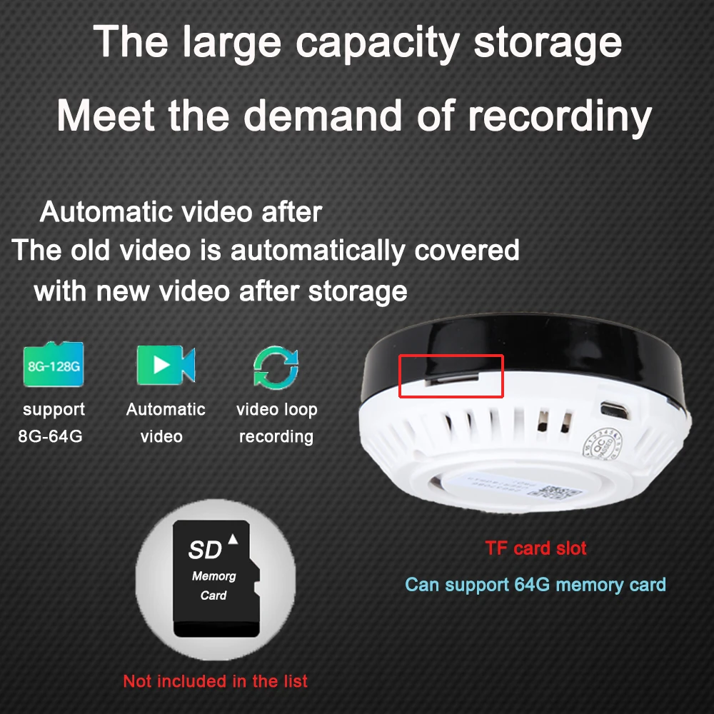 Панорамная камера видеонаблюдения AOUERTK 1080P двухсторонний разъем для SD-карты Wi-Fi