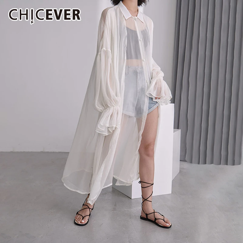 CHICEVER/Винтажные кружевные перспективные Женские топы и блузки с рукавами