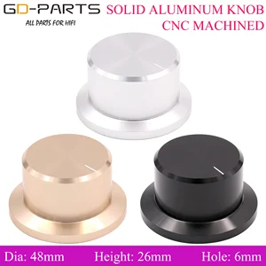 1 шт. 48x26 мм твердая алюминиевая ручка потенциометра для компакт-диск DAC DVD проигрыватель трубка усилитель динамик регулятор громкости серебристый черный золотой