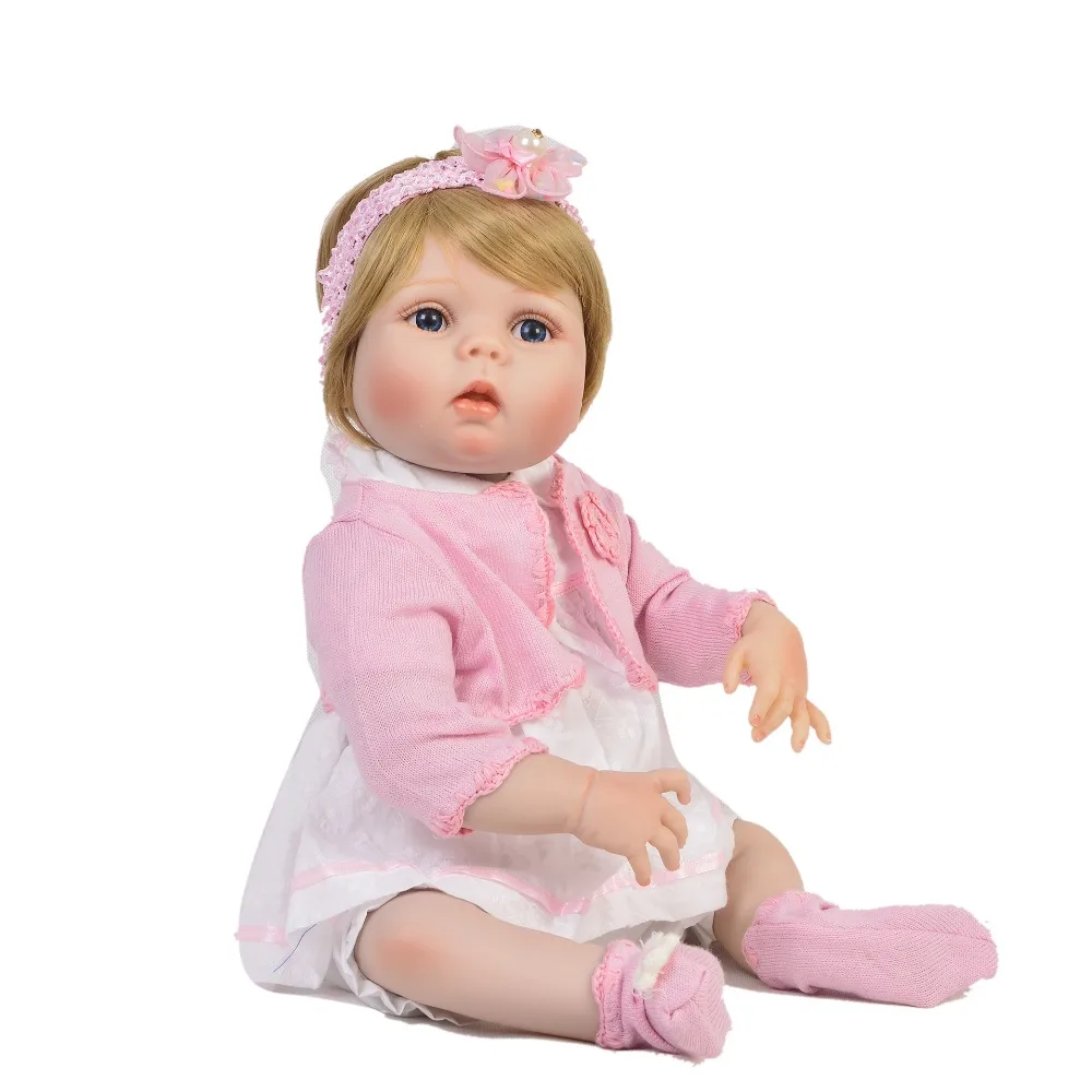 55 см Bebe живой reborn кукла Блонд Волосы девочка Младенцы силиконовые виниловые