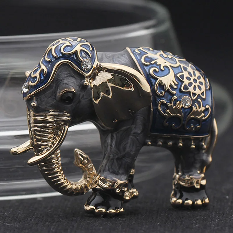 Мужская брошь в виде слона Blucome бежевая эмалированная Женская бутоньерка