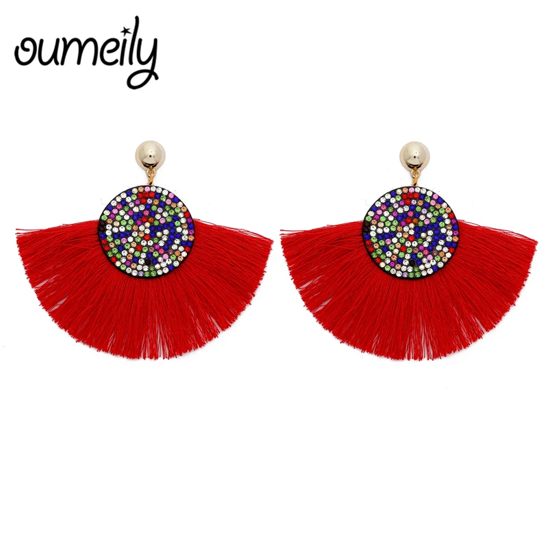 OUMEILY желтые серьги с бахромой для женщин украшенные бисером Boho 2018 модные длинные