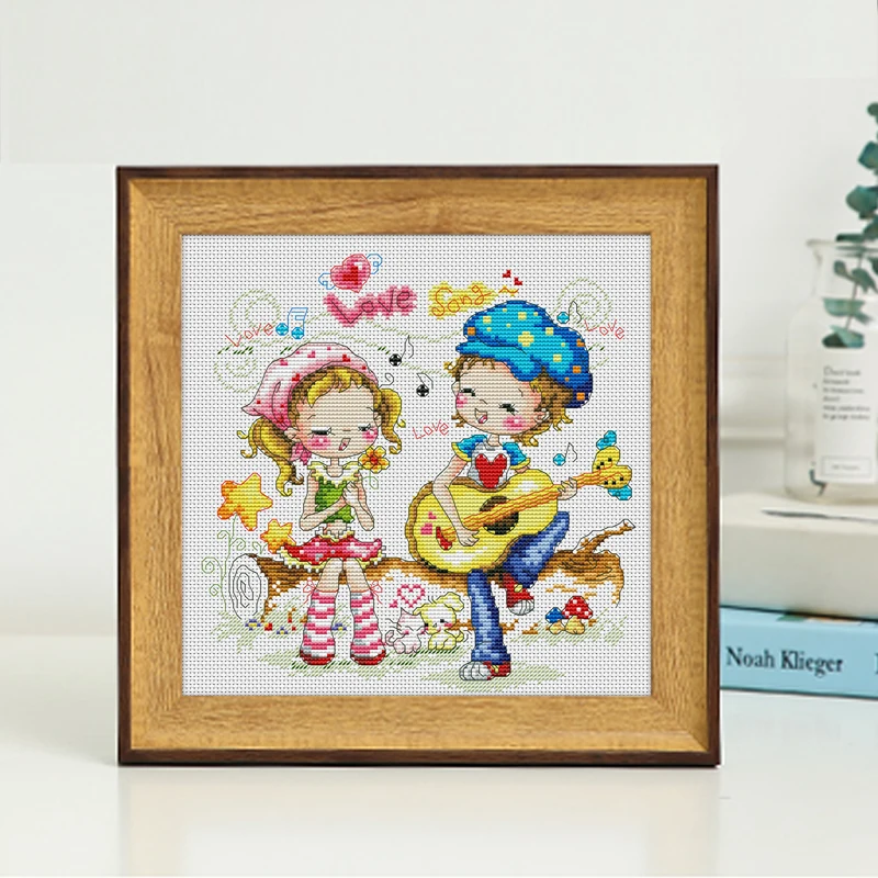 Embroidery Paintings Needlework Cross stitch kits Boy and girl sing guitar DIY Cross-stitch thread embroidery Romantic Story | Дом и сад