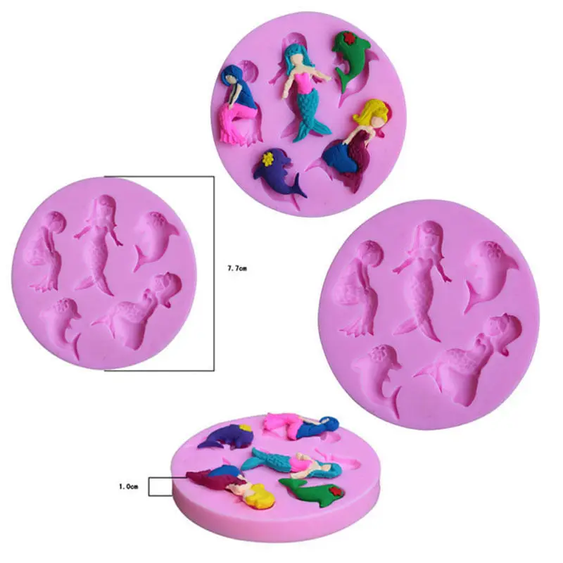 1 шт. высокое качество Пищевого силикона материал Русалка Формы Торт Шоколадный