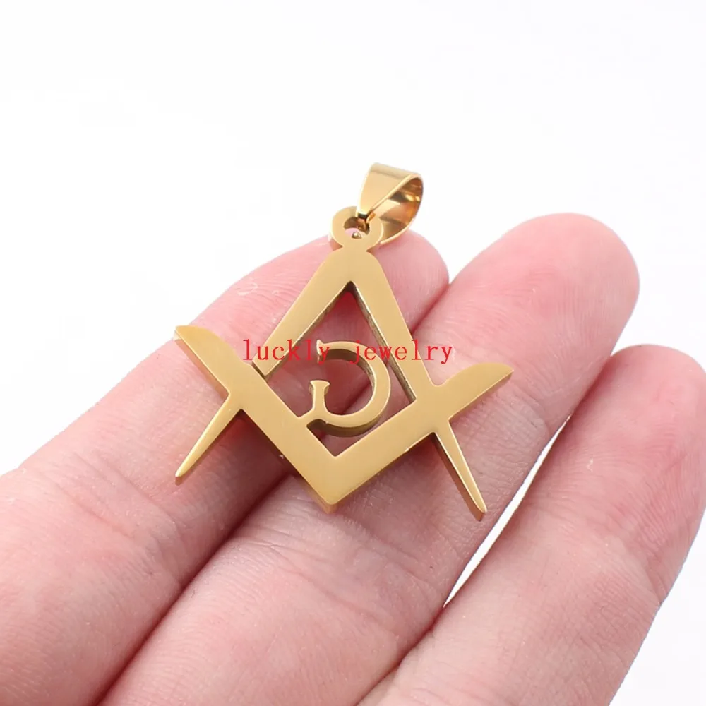 Luckly подвески из нержавеющей стали с золотым масонским символом для мужчин