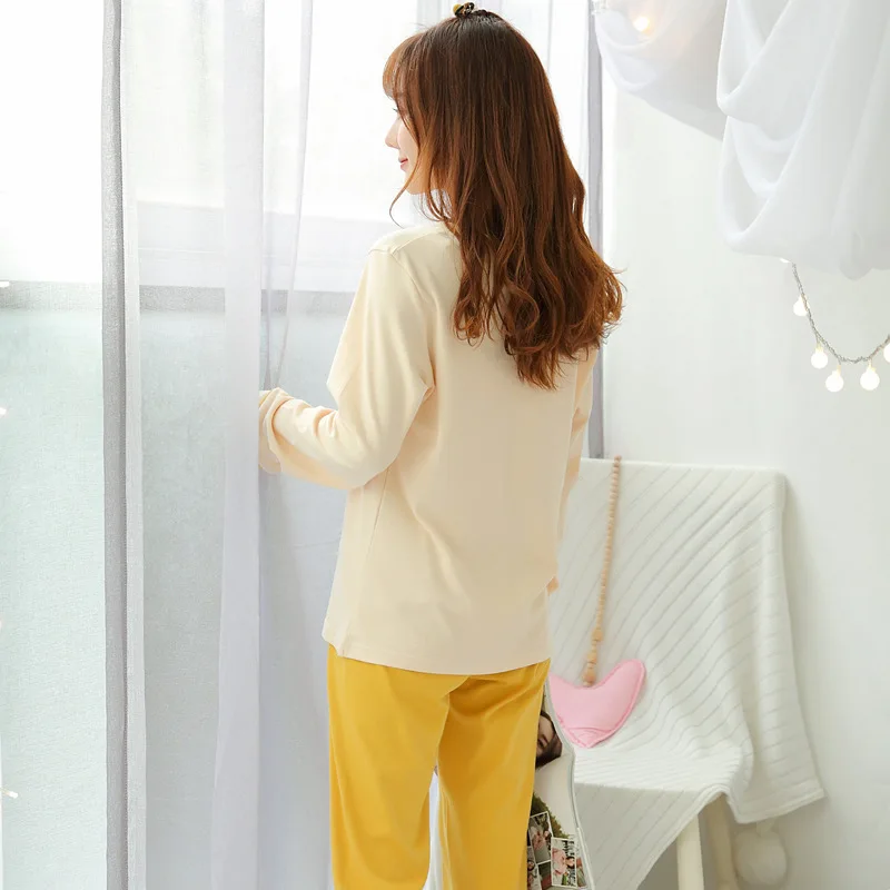 Коллекция года, весенне-осенний пижамный комплект, pijama mujer, футболка с рисунком жирафа из молочного шелка+ штаны, комплект из 2 предметов, Повседневная Домашняя одежда с длинными рукавами