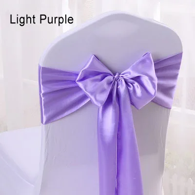 Light Purple 100 шт. атласные ленты для стульев, свадебные атласные ленты для галстука-бабочки, вечерние ленты для свадьбы, отеля, банкета, украшения стульев - Цвет: Light Purple